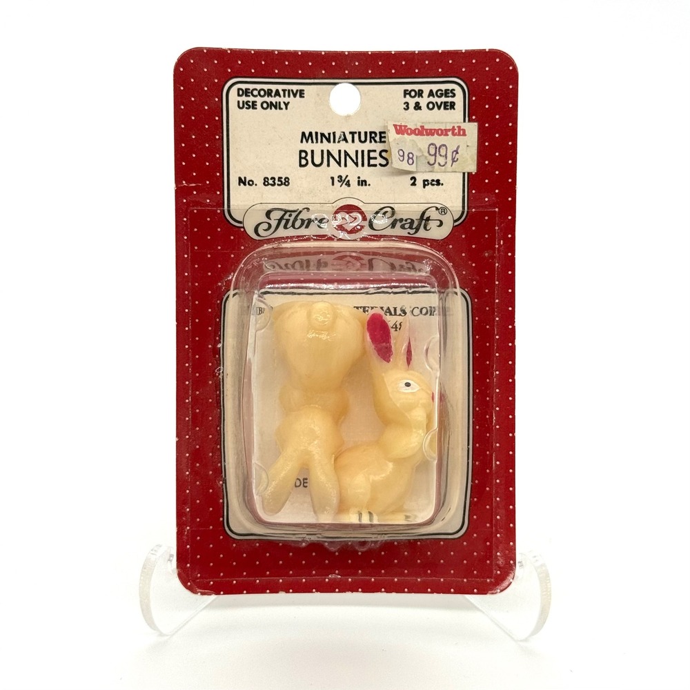 Vintage Fibre Craft Miniature Bunnies No. 8358 Woolworth NOS Carded